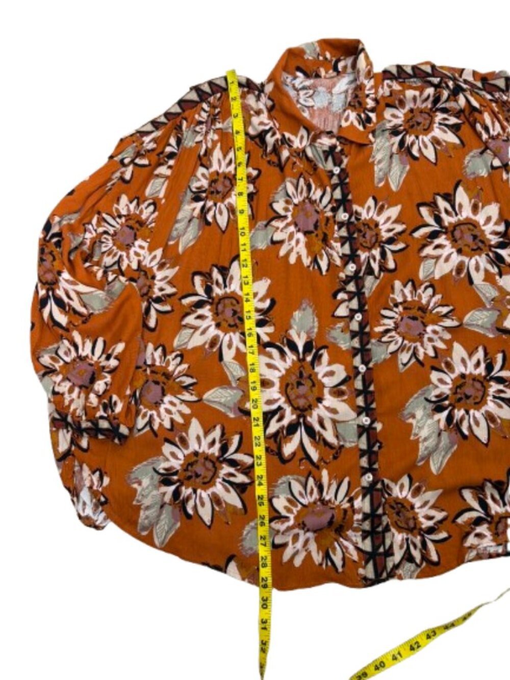 Free People Good Vibrations Printed Blouse Size L - Picture 9 of 10